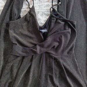 Black and Gold Glitter Jumpsuit